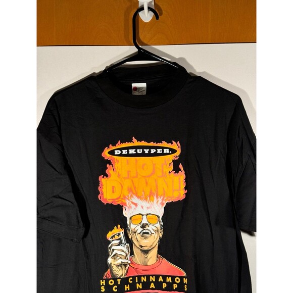 Vintage 90s Dekuyper Hot Damn! Alcohol‎ Promo T-Shirt Size XL Advertisement - Picture 2 of 8